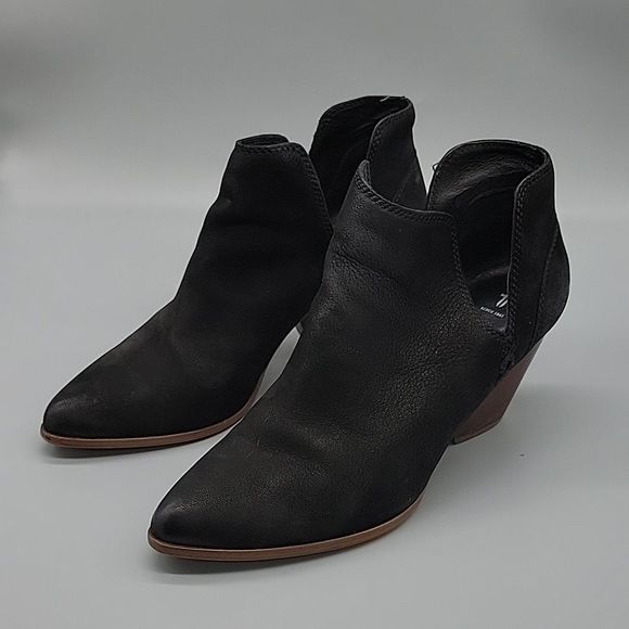 Frye boots Reina cut out 9 black leather heel shoes western Nubuck ankle bootie - Picture 3 of 11